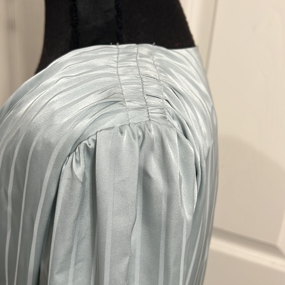 NWT Layden Beautiful Satin Stripe Long Sleeve Wrap Front Dress Mint Green Size S - Picture 5 of 13